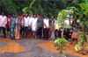 Villagers stage protest by planting  plantain trees on pothole ridden road!